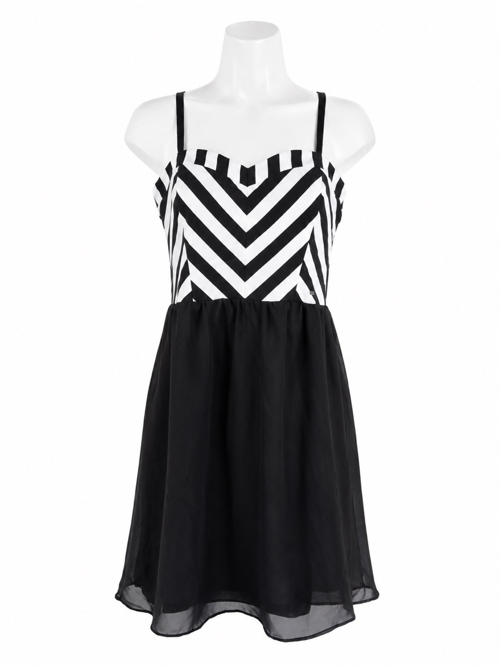 Volcom Black & White Chevron Bodice Spaghetti-Strap Dress